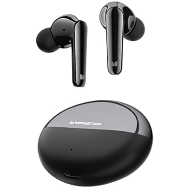 Monster N-Lite 203 AirLinks Écouteurs sans fil Bluetooth 5.3 HiFi stéréo, écouteurs sans fil avec type C, lecture 30 h, appel clair HD, contrôle tactile étanche IPX6, écouteurs intra-auriculaires.