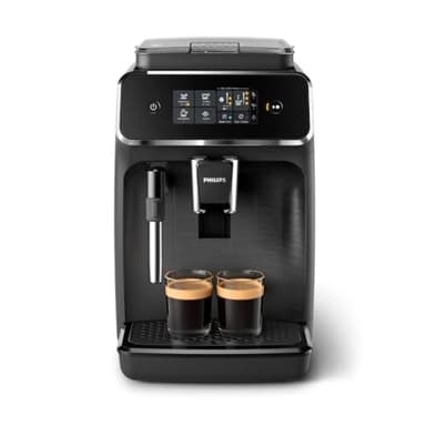 Philips 2200 Series Machine à expresso entièrement automatique, mousseur à lait classique, 2 variétés de café, écran tactile intuitif, broyeur 100 % céramique, filtre AquaClean, joint d'arôme, noir
