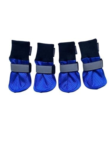 LONSUNEER Lot de 4 bottes de protection pour pattes de chien avec semelle souple antidérapante et réfléchissante (Taille XS, bleu)