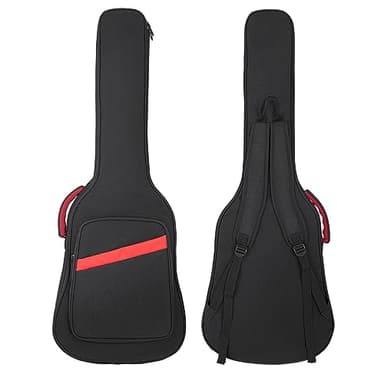 Sac de transport pour guitare électrique de 99 cm, rembourrage de 7 mm, étanche, sac à dos avec sangle de cou et poches, Noir (bande rouge), Housse pour guitare électrique