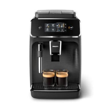 Philips 2200 Series Machine à expresso entièrement automatique, mousseur à lait classique, 2 variétés de café, écran tactile intuitif, broyeur 100 % céramique, filtre AquaClean, joint d'arôme, noir