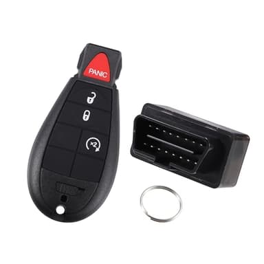 ACROPIX Programmateur de clés avec télécommande d'entrée sans clé M3N5WY783X 433 MHz avec puce 4 boutons Outil OBD2 de remplacement Compatible avec Dodge Challenger Charger pour Ram 1500 2500 08-2012