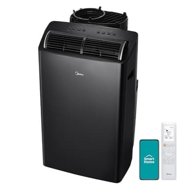 Midea Duo Climatiseur portable ultra silencieux 14 000 BTU (12 000 BTU SACC) HE Inverter, refroidit jusqu'à 550 m², fonctionne avec Alexa/Google Assistant, télécommande et kit de fenêtre, noir