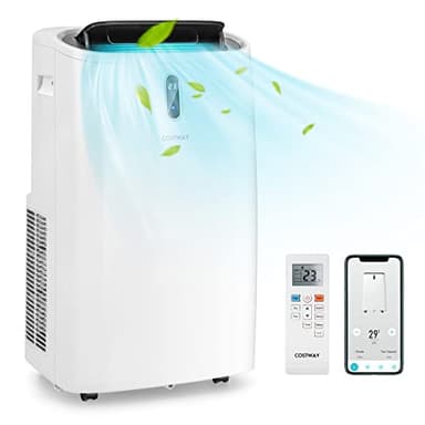COSTWAY FP10116US-WH, unité CA 14 000 BTU, ventilateur, chaleur et déshumidificateur, Alexa vocale, avec contrôle intelligent par application Wi-Fi, refroidit jusqu'à 700 m², climatiseurs portables