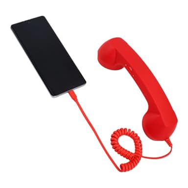 BTFO Retro Phone Handset for iPhone/Android, Type C Old School Cell Phone Receiver with Microphone & Speaker 90s Style Photos Prop for Mobile Phones (Red)