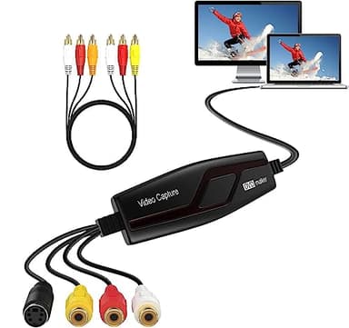 Convertisseur VHS vers numérique, appareil de carte de capture vidéo, VHS VCR Hi8 Mini convertisseur numérique DV vers Mac, convertisseur vidéo RCA vers USB pour PC, TV, lecteur de cassette,