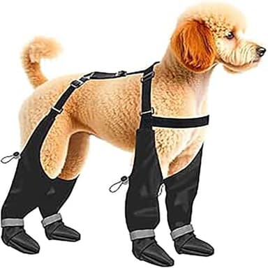 Bottes pour chien avec bretelles extensibles, réglables et antidérapantes, imperméables et protectrices des pattes de caca pour l'hiver, la promenade dans la neige, les trottoirs chauds d'été (taille
