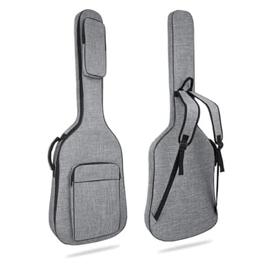 MUZTOP Sac à dos rembourré pour guitare basse 7 mm avec poches, Gris-ca, Moderne.
