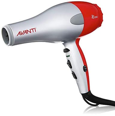 Avanti Turbo Sèche-cheveux professionnel ionique, tourmaline et céramique avec 2 buses concentrateurs, diffuseur et générateur d'ions intégré avec interrupteur marche/arrêt