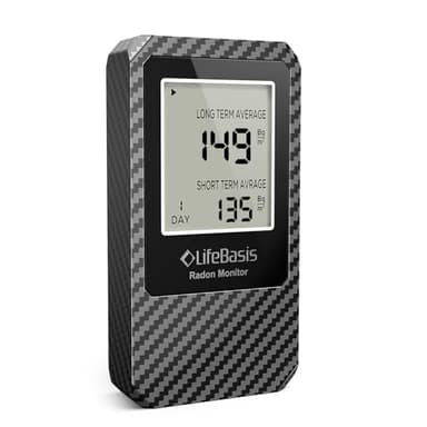Life Basis Détecteur de radon portable pour la maison avec grand écran, surveillance du radon à long et court terme, fonctionne avec piles, version canadienne en Bq/m – Gris foncé