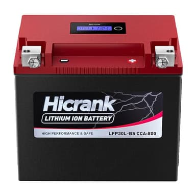 Hicrank YTX30L-BS/YIX30L-BS Batterie au lithium 12 V 18 Ah 800 CCA LiFePO4 pour moto, VTT, UTV, scooter, jet ski, PWs, motoneige, 4 roues, quad, tondeuse à gazon