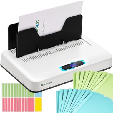 Mxmoonant Kit de reliure thermique, sans temps de préchauffage, affichage numérique, 3 niveaux de temps de reliure, classeur électrique 500 feuilles, livré avec 20 couvertures de reliure et 40