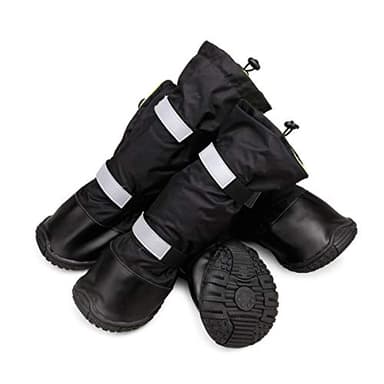 Pet Leso – Lot de 4 bottes d’hiver imperméables pour chiens – Chaussures antidérapantes à hauteur du genou pour saison enneigée ou pluvieuse (Noir, taille XL)