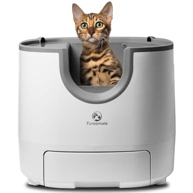 Furoomate Litière autonettoyante de grande capacité, ouverture par le haut, pour plusieurs chats, avec protection de sécurité intégrée
