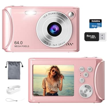 Appareil photo numérique 4K pour photographie, caméra de vlogging autofocus 64 MP pour YouTube, anti-tremblement, écran LED, zoom 18x, appareil photo numérique point et prise de vue pour adolescents