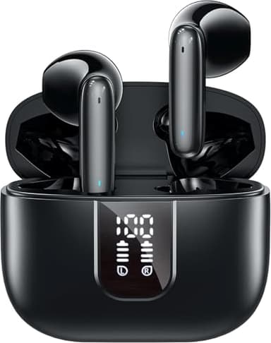 Écouteurs sans fil Bluetooth 5.3 HiFi stéréo, écouteurs Bluetooth avec micro antibruit ENC, étanchéité IPX7, noir