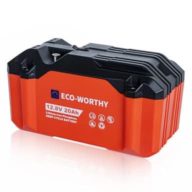 ECO-WORTHY Batterie au lithium portable 12 V, batterie rechargeable LiFePO4 20 Ah à cycle profond, BMS intégré, plus de 4000 cycles, parfaite pour le camping en plein air, la pêche, le moteur marin à