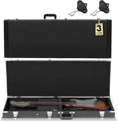 CAHAYA Acousti Étui rigide pour guitare résistant aux chocs et étanche avec serrure à clé, Noir/blanc, Boîte