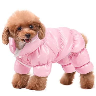 AOFITEE Manteau d'hiver imperméable pour chien, veste d'hiver pour chien, manteau de neige, manteau coupe-vent en duvet pour chiot, gilet d'hiver en polaire pour chiens, manteau pour temps froid pour chiens de petite taille, rose, taille M