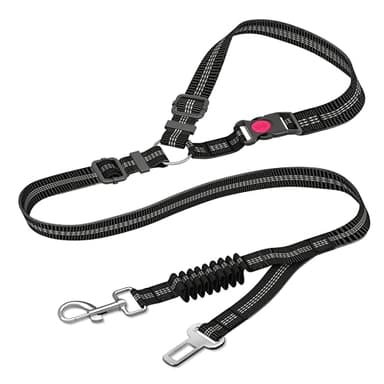 Ceinture de sécurité pour chien pour voiture, ceinture de sécurité pour chien à double usage améliorée pour appuie-tête de véhicule, laisse de voiture pour chien – Élastique rétractable et réglable