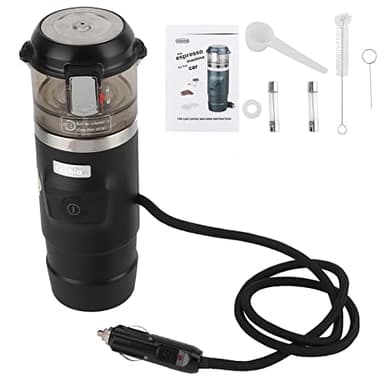 FLEXMAN Cafetière portable 12 V pour voiture, 65 ml, en acier inoxydable, machine à expresso à chauffage rapide pour voiture, camping, camping-car, prise allume-cigare