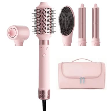 MESCOMB Brosse à sèche-cheveux 5 en 1 à double voltage - Sèche-cheveux professionnel à air chaud de 1400 watts sans dommage thermique, anti-frisottis pour séchage, volumateur, boucler, lisser, styler