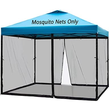 Moustiquaire pour terrasse, camping, tonnelle, tente escamotable, double porte latérale, installation facile, noir (uniquement moustiquaire sans cadre) (25,4 x 25,4 cm)