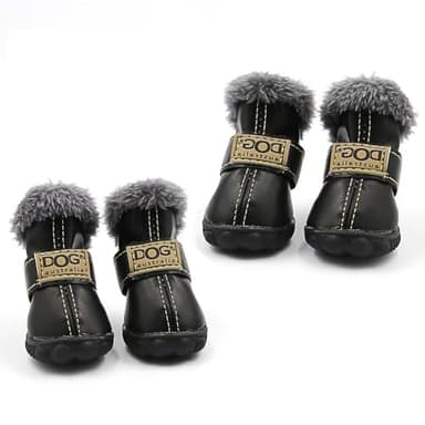 Bottes pour petits chiens, chaussures d'hiver pour chiots, protections de pattes imperméables pour animaux domestiques pour la neige et la glace sur la chaussée (couleur : Blanc, taille : M)