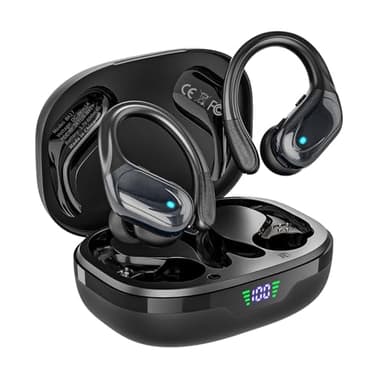 Écouteurs sans fil, écouteurs Bluetooth de sport, 80 heures de lecture, avec affichage de l'alimentation LED, casque antibruit, écouteurs étanches IPX7 pour entraînement/course à pied