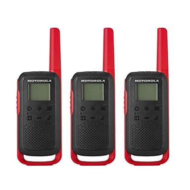 Motorola Solutions T210TP Lot de 3 émetteurs-récepteurs radio bidirectionnels avec 22 canaux, 121 codes de confidentialité, portée jusqu'à 32 km, mains libres, double alimentation, écran rétroéclairé