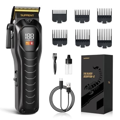 SUPRENT Tondeuse à cheveux rechargeable pour homme avec écran LED, tondeuse à cheveux sans fil pour usage domestique et barbier, cadeau pour homme