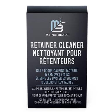 Comprimés nettoyants approuvés par la FSA HSA pour éliminer les odeurs, la décoloration, les taches et la plaque dentaire - 4 mois d'approvisionnement - Nettoyants pour prothèses dentaires - Menthe M3