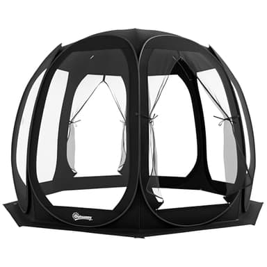 Outsunny Tente moustiquaire de 3,4 x 3,9 m, tonnelle pop-up avec filets, sac de transport portable et 2 portes, noir