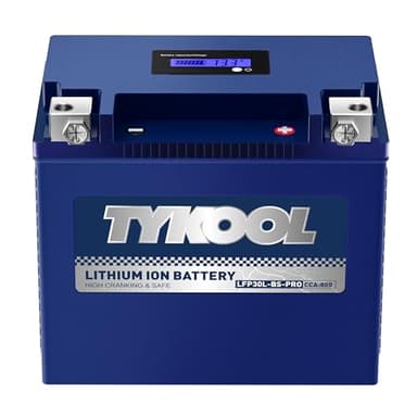 TYKOOL YTX30L-BS/YIX30L Batterie au lithium LiFePO4 pour moto, 12 V 18 Ah, 800 CCA, BMS intégré, batterie de sports motorisés, pour VTT, UTV, motomarine, motoneige, 4 roues, quad, tondeuse à gazon