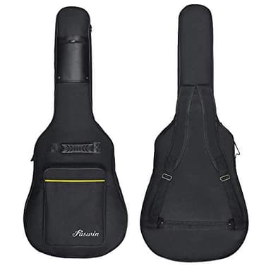 Faswin Sac de transport pour guitare acoustique, double bandoulière réglable, tissu Oxford imperméable de 0,7 cm, noir