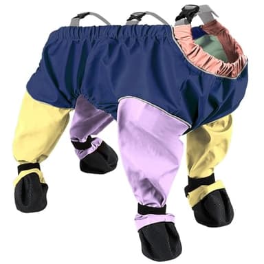 FSHYJUIFB Combinaison d’hiver pour chiens avec leggings et bottes imperméables antidérapantes, tenue anti-saleté, bretelles ajustables pour activités plein air, neige, pluie, randonnée, marche