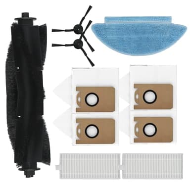 Kit d'accessoires de rechange pour aspirateur Laresar L6 Nex, comprenant 1 brosse à rouleau, 4 sacs à poussière, 2 chiffons lavables, 2 filtres, 2 brosses latérales
