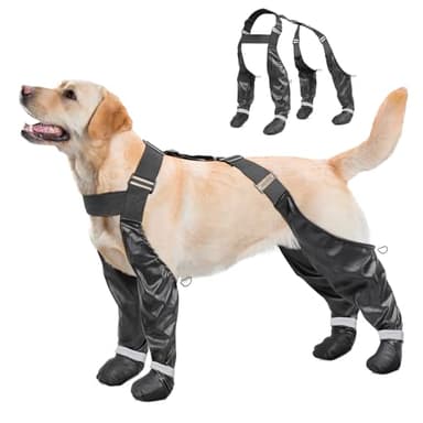BiPawTi Bottes à bretelles réfléchissantes pour promenades nocturnes - Pour trottoir chaud et promenades dans la neige - Chaussures anti-perte/antidérapantes - Protecteurs de pattes et de pattes pour