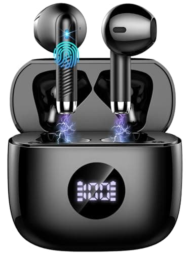Écouteurs sans fil Bluetooth 5.4 HiFi stéréo, écouteurs sans fil avec 4 micros antibruit ENC, 40 heures de lecture avec écran LED, écouteurs Bluetooth étanches IP7, charge USB-C