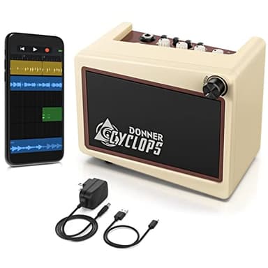 Donner – Mini amplificateur de guitare électrique sans fil de 5 W, amplificateur combiné Cyclops avec 7 modèles d'amplificateurs, 3 types d'effets : Modulation, Délai, Réverbération et Batterie électronique