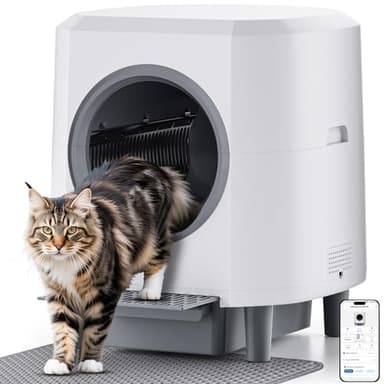 Litière automatique pour chat Ellenpent avec contrôle par application et capteur de sécurité, grande capacité de 90 l pour plusieurs chats, Litiere Pour Chat Autonettoyant avec 3 rouleaux de sacs à