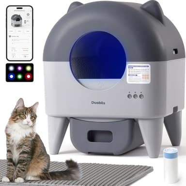 Litière automatique autonettoyante : extra large autonettoyante pour plusieurs chats - Contrôle par application avec capteurs intelligents - Sans odeur - Protection de sécurité - Faible bruit avec