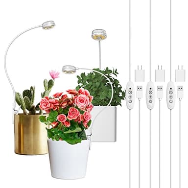 SANSI Lot de 3 lampes de culture pour plantes d'intérieur, lampe LED à clip pour culture à spectre complet, lampe de croissance de plantes à 4 niveaux à intensité variable, allumage automatique de 3,