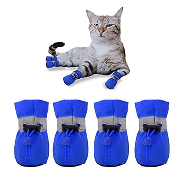 YAODHAOD Chaussures pour chiens de petite taille antidérapantes avec protection de pattes - Bottines d'été chaudes avec sangles réfléchissantes - Chaussures pour sols durs d'intérieur (4, bleu)