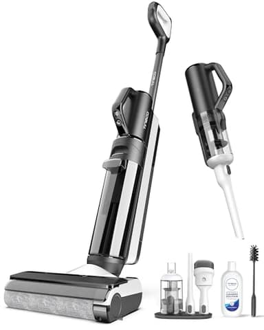 Tineco Aspirateur sec/humide intelligent FLOOR ONE S5 et aspirateur à main sans fil 2-en-1, pour saletés et poils d'animaux, léger, ultra-silencieux, écran intelligent, Wi-Fi, application, guide vocal