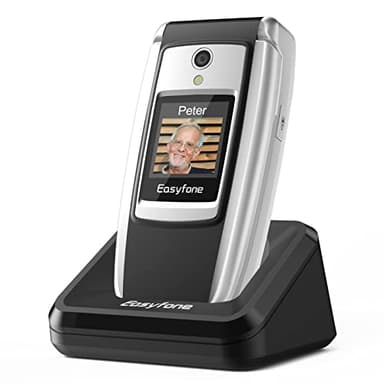 Easyfone T300 4G Téléphone portable à rabat pour personnes âgées, grand bouton, son clair facile à utiliser, avec bouton SOS, numérotation rapide photo, batterie 1500 mAh et station de charge (noir)