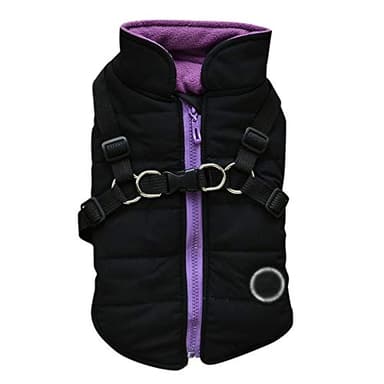 Anntool Veste d'hiver pour chien avec harnais, manteau d'hiver pour animal de compagnie avec col chaud et fermeture éclair sur le dos, tenue coupe-vent 2 en 1 pour chiot de petite, moyenne et grande