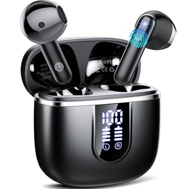 Écouteurs sans fil, écouteurs Bluetooth 5.4 mini stéréo HiFi avec 4 micros antibruit ENC, écouteurs sans fil, écouteurs intra-auriculaires 40h, USB C, étanche IP7 pour le sport, l'entraînement