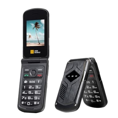 AGM M10 Téléphone à rabat basique robuste, fonction 4G, téléphones portables simples, étanche et résistant aux chutes, format de poche, bouton SOS, numérotation rapide, haut-parleur 98 dB, grandes