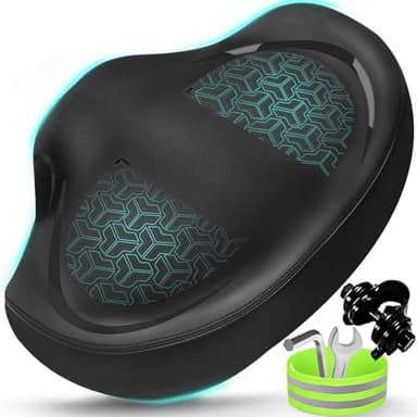 Noseless Coussin de siège de vélo pour homme et femme – Rembourrage supplémentaire et confortable – Selle de vélo large surdimensionnée et confortable pour vélos Peloton, vélos d'appartement, vélos